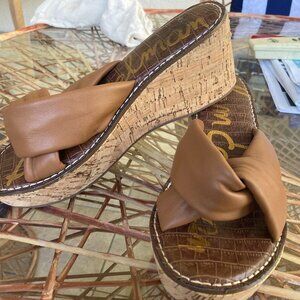 Sam Edelman Ramsey Shoes Sandals Cork High Wedge 9.5M Platform Camel